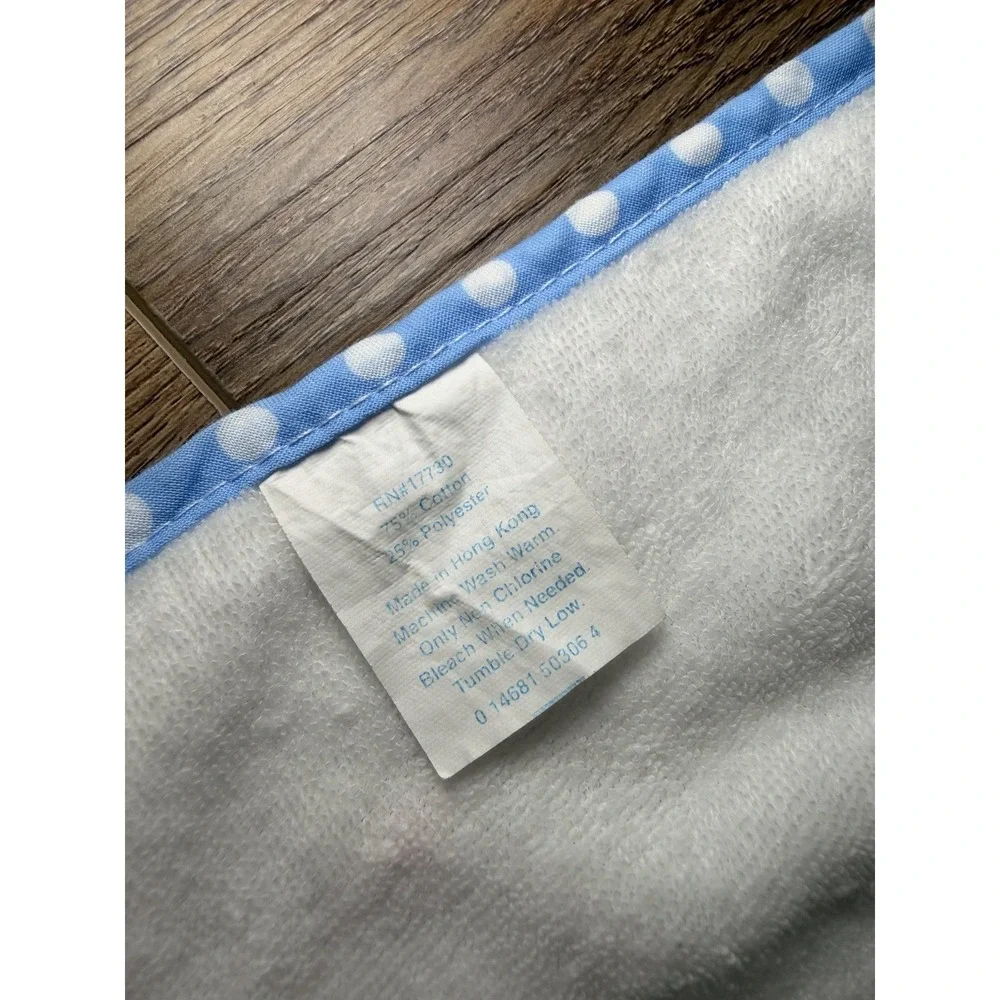 Vintage Baby Bib Blue Elephant Polka‎ Dot Terry Cloth Retro Nursery Babycore